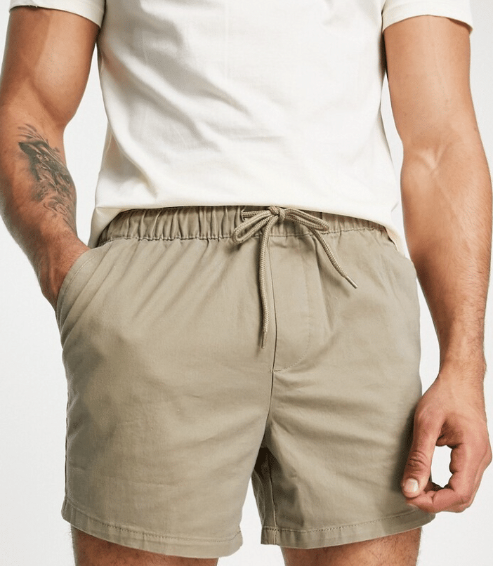 Pantaloni Scurti Asos Slim Chino Beige - kurtmann
