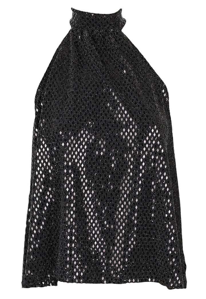 Top Nasty Gal Sparkle Halter Black - kurtmann