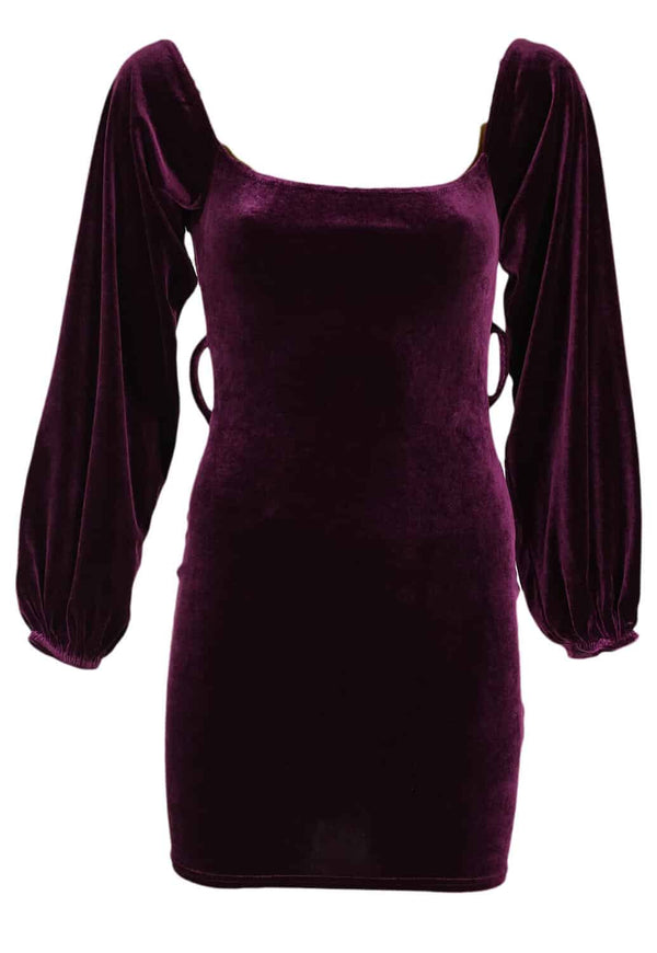 Rochie Nasty Gal Velvet Bardot Mini Plum - kurtmann