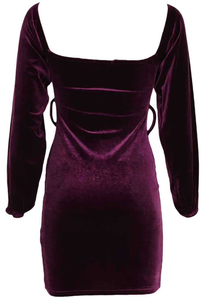 Rochie Nasty Gal Velvet Bardot Mini Plum - kurtmann