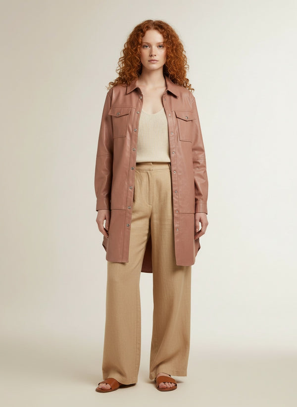 Full body view of the model wearing Jachetă Missguided Tall Bethany Pink