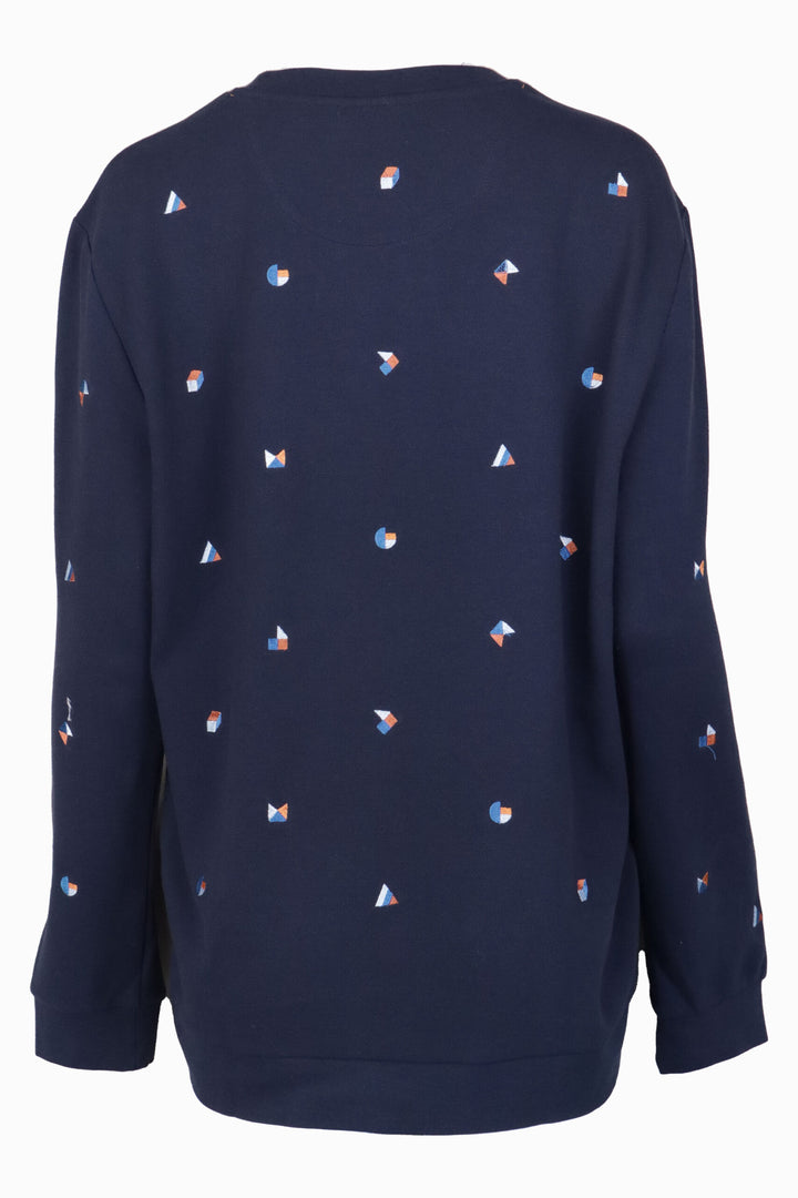 Bluză Selected Exclu Geometry Dark Blue - kurtmann