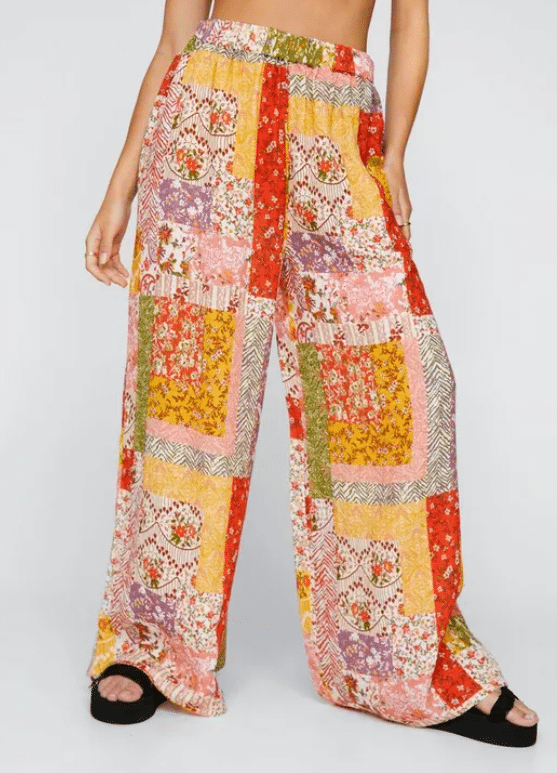 Pantaloni Nasty Gal Patchwork Print Wide Leg - kurtmann