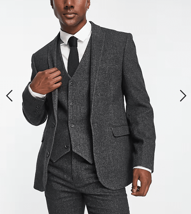 Sacou Asos Wool Mix Suit Charcoal - kurtmann