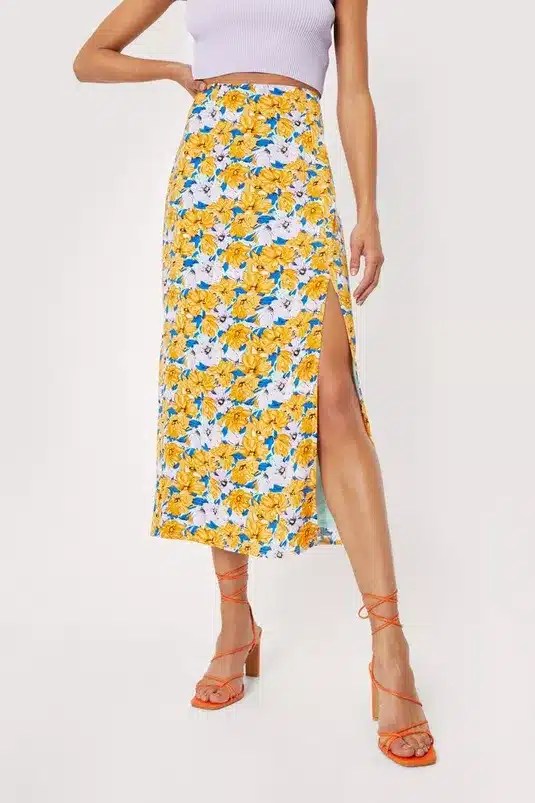 Fusta Nasty Gal Vintage Floral Orange - kurtmann