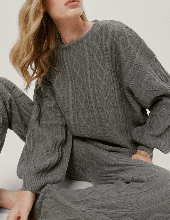 Bluza Nasty Gal Cable Knit Grey - kurtmann