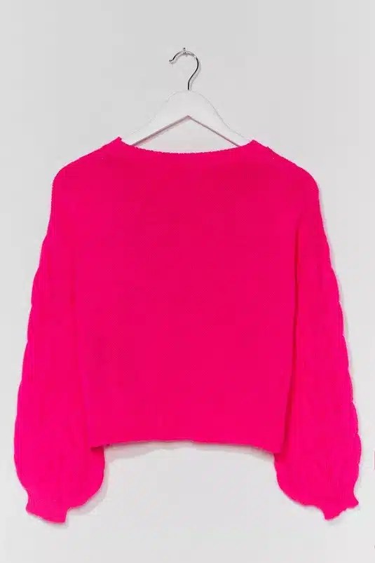 Pulover Nasty Gal braid Cable Knit Pink - kurtmann