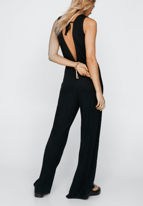 Salopeta Nasty Gal Open Back Flared Black - kurtmann