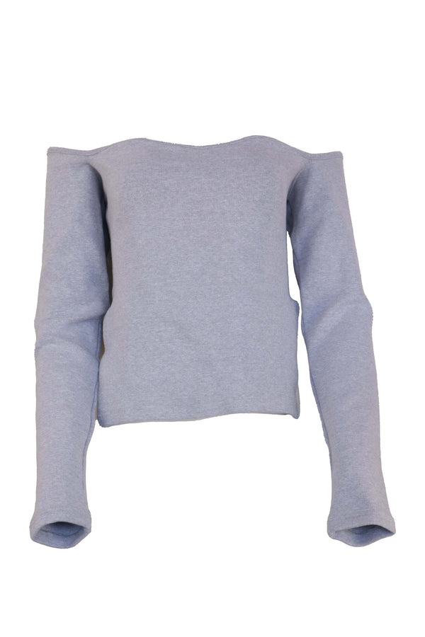 Bluză Nasty Gal off-shoulder Rib Grey