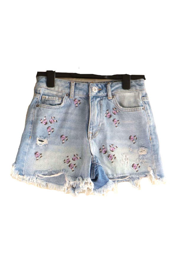 Pantaloni Scurți Pieces Flowers Blue