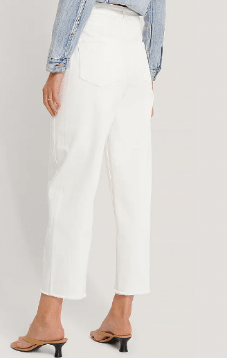 Pantaloni NA-KD Barrel Leg White - kurtmann