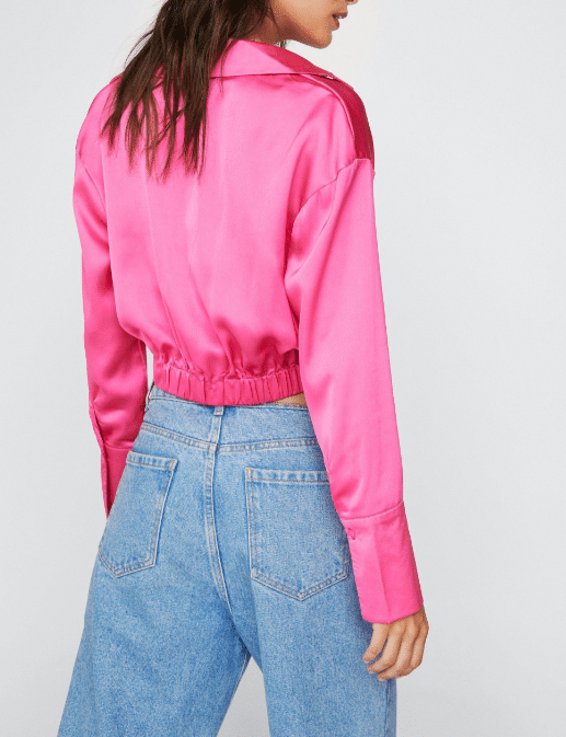 Bluza Nasty Gal Satin Twist Front Pink - kurtmann