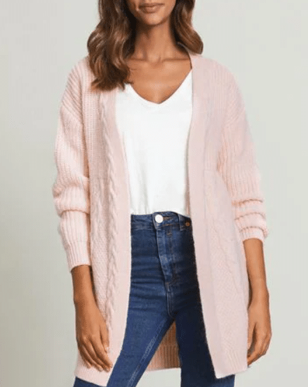 Cardigan Lipsy London Cable Knit Pink - kurtmann