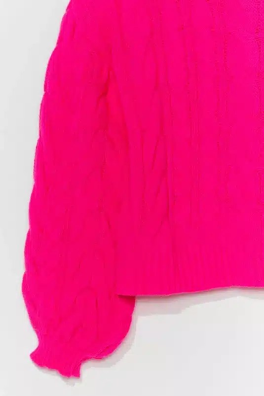 Pulover Nasty Gal braid Cable Knit Pink - kurtmann