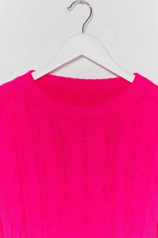 Pulover Nasty Gal braid Cable Knit Pink - kurtmann