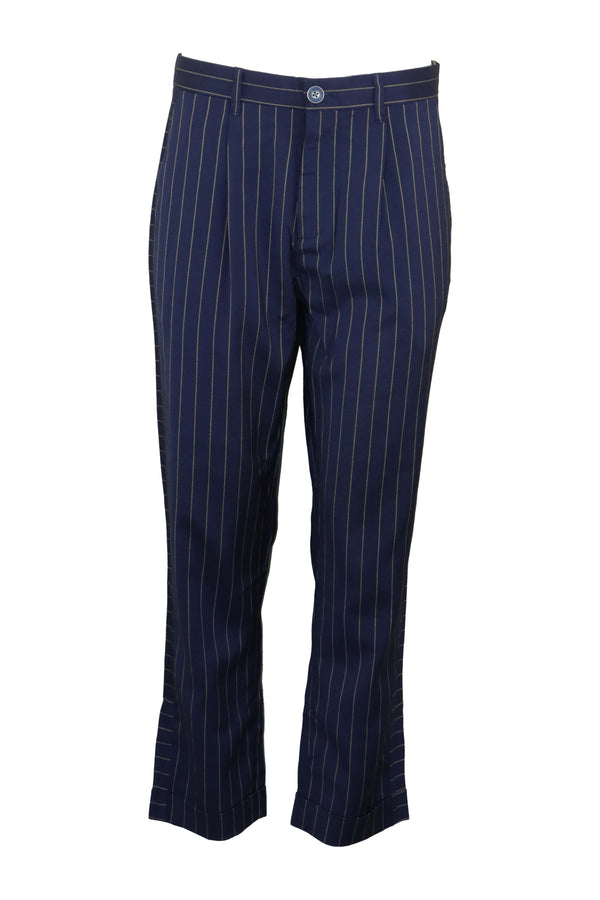 Pantaloni Selected Stripe Dark Blue