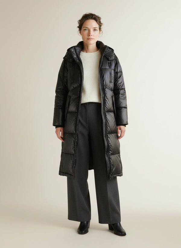 Full body view of the model wearing Geacă Nasty Gal Maxi Black