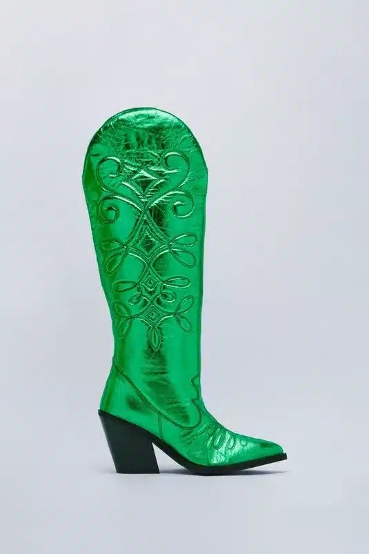 Cizme Nasty Gal Metallic Leather Green - kurtmann