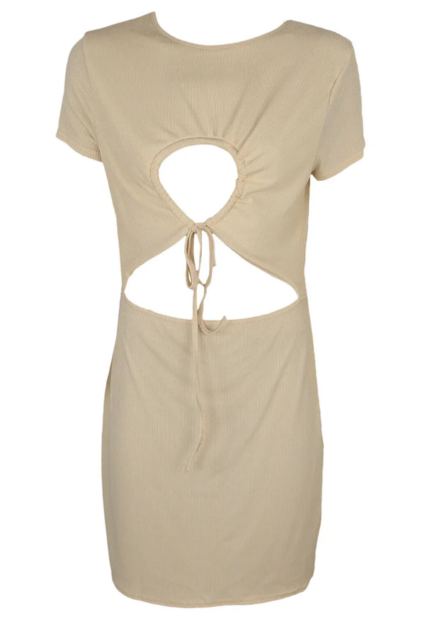 Rochie Missguided Rib Mini Light Beige - kurtmann