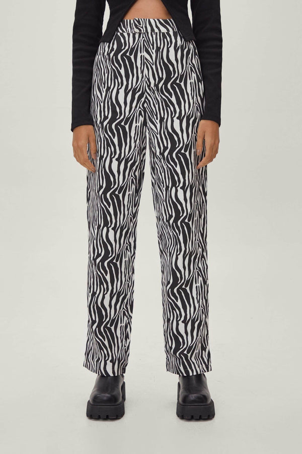 Pantaloni Nasty Gal Tiger Woven Ivory - kurtmann