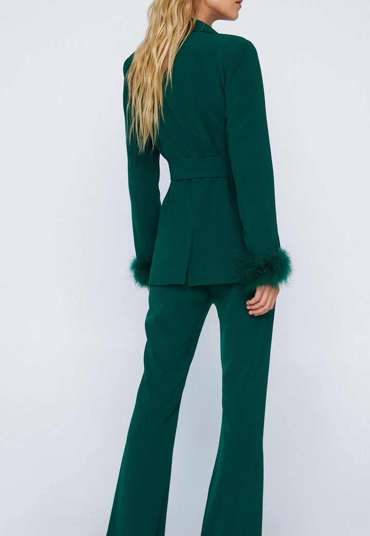 Sacou Nasty Gal With Feathers Dark Green (without belt) - kurtmann