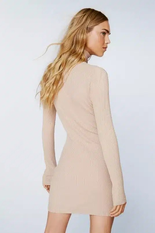 Rochie Nasty Gal Fay Light Beige - kurtmann