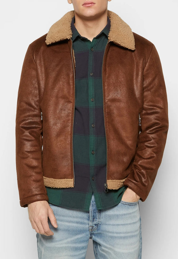 Jacheta Jack And Jones Faux Leather Brown - kurtmann