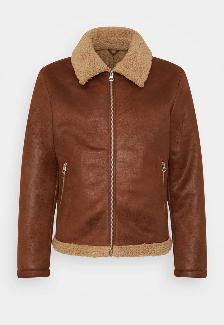 Jacheta Jack And Jones Faux Leather Brown - kurtmann