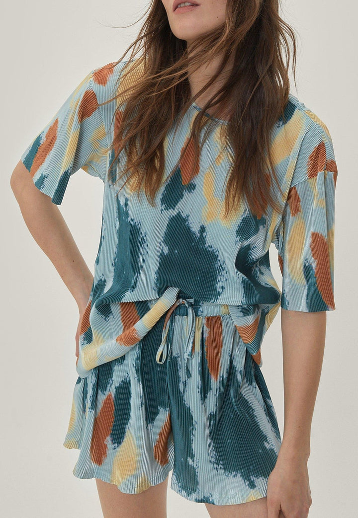 Tricou Nasty Gal Plisse Oversized Blue - kurtmann